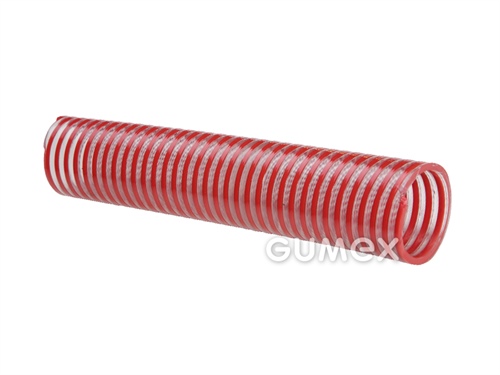 Potravinová tlakosací hadice na tekuté poživatiny NETTUNO L, 20/25,2mm, 5bar/-0,6bar, PVC, -10°C/+60°C, transparentní/červená spirála